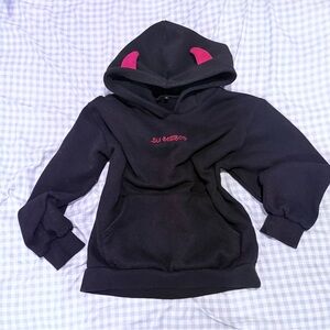 Black and Red Hoodie demon devil hoodie with horns and wings